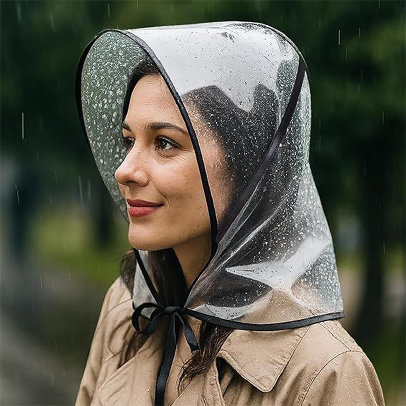 Outdoor Adventure Hat - 再利用可能な透明なつば付きレインハット、防水PE素材、女性、お母さん、旅行、ショッピング、ガーデニング、ビーチ用レインキャップ