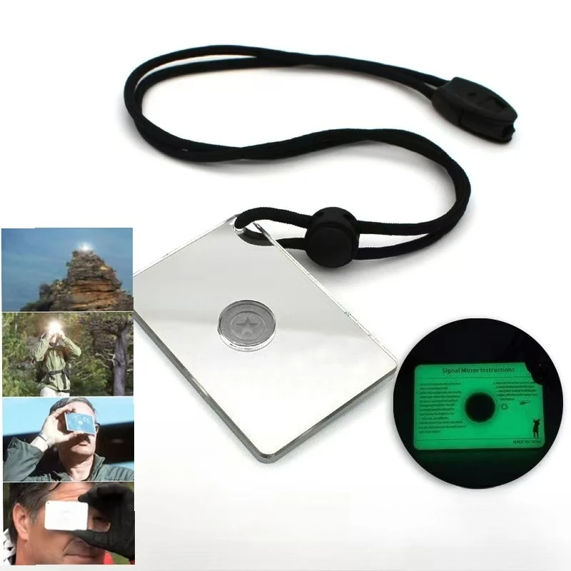 Signal Mirror Rescue - 長方形緊急ミラー多機能救命ボート緊急救助信号ミラー（ホイッスル付き）屋外EDCツール