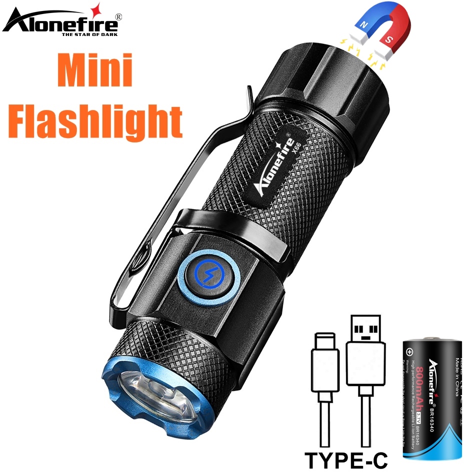 Outdoor Adventure Inc - 6500Kミニ懐中電灯高輝度P50 LEDパームトーチType-C USB懐中電灯子供女性用バックパックポケット屋外家庭用作業灯