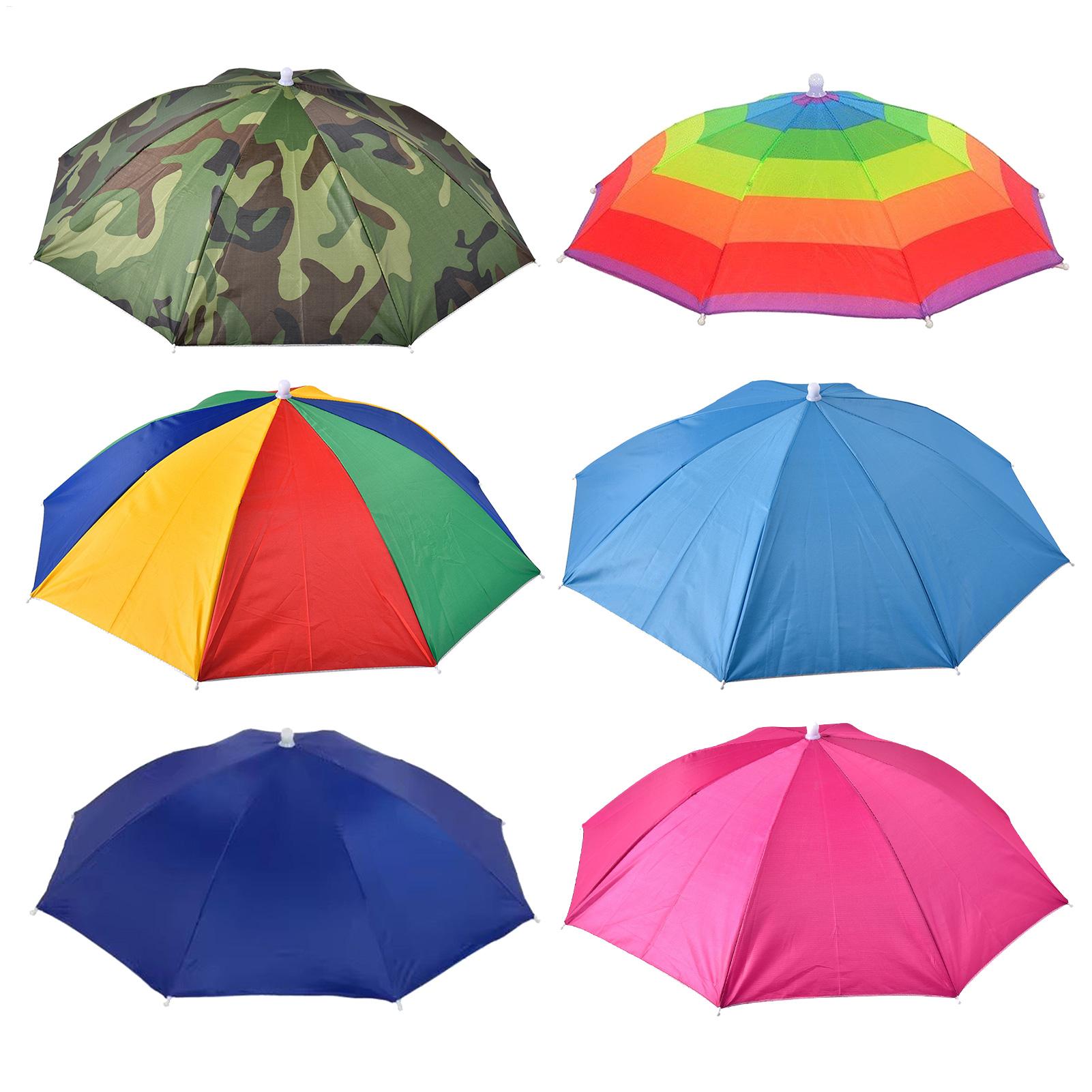 Outdoor Adventure Hat - ヘッド傘帽子 太陽雨傘帽子 調節可能な折りたたみ式ヘッドウェア ゴムバンド付き 釣り ゴルフ
