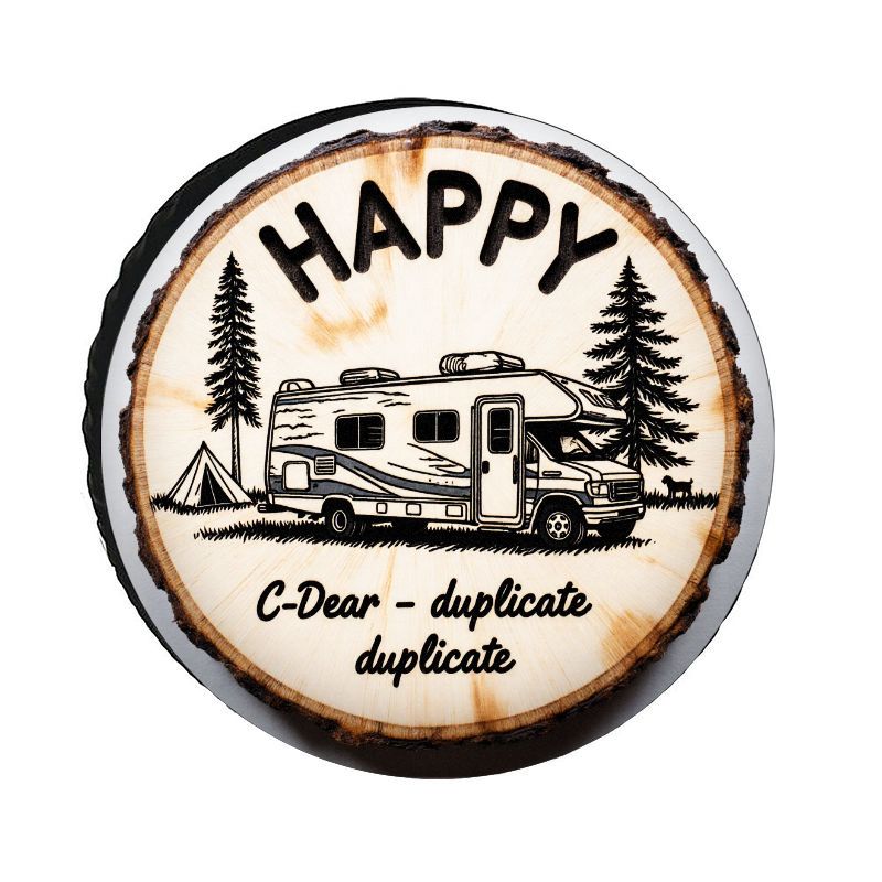 Outdoor Adventure Inc - HAPPY RV キャンプテーマ ポリエステルタイヤカバー、日焼け防止耐久性のあるスペアタイヤカバー、アウトドア旅行アドベンチャースタイルの装飾、Cに適合