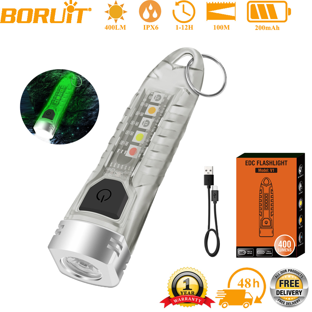 Outdoor Adventure Inc - BORUiT V1 LED キーホルダーポータブル蛍光 EDC 懐中電灯ワークライト