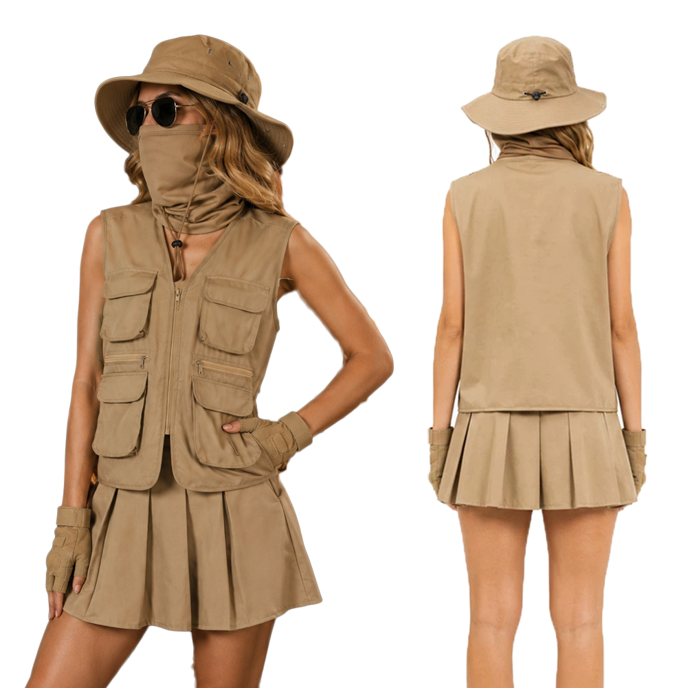 Outdoor Adventure Hat - アウトドアエクスプローラー服帽子アクセサリーハイキング釣りアドベンチャーコスチュームコスプレハロウィン制服衣装女性大人スーツ