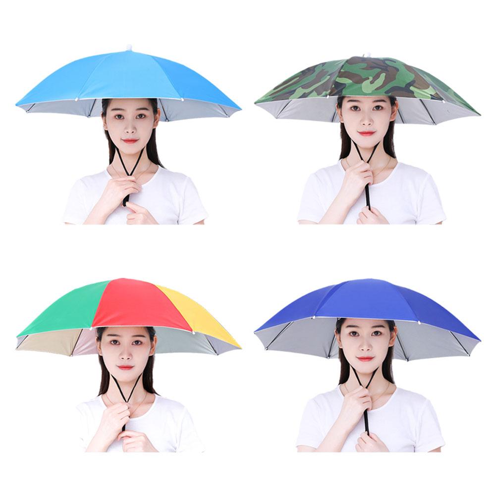 Outdoor Adventure Hat - 雨傘帽子ヘッドマウントUV保護日焼け止め折りたたみ式サンシェード防水釣り用帽子キャップビーチヘッドハット