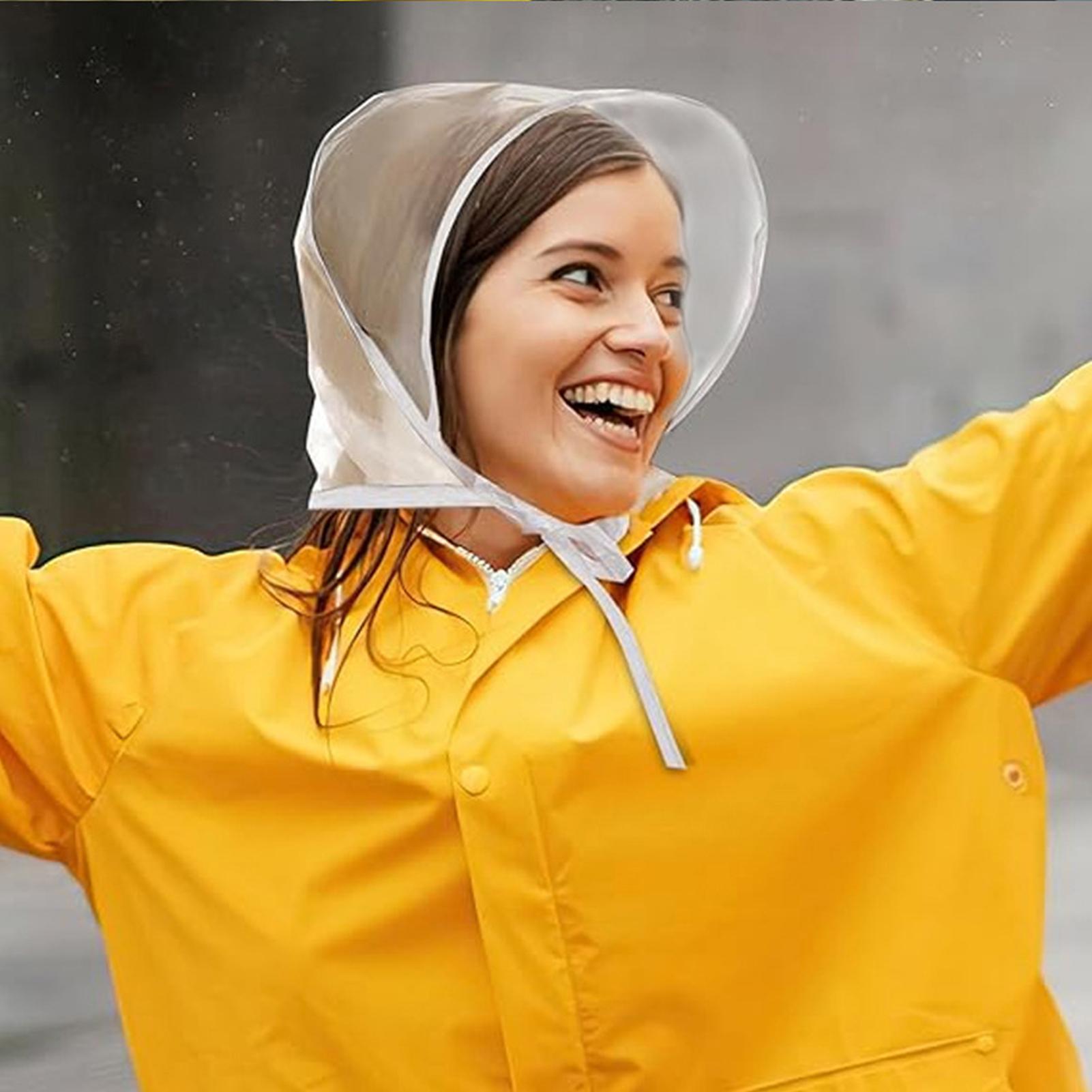 再利用可能な透明なつば付きレインハット、防水PE素材、女性、 - Outdoor Adventure Hat のレビューと価格