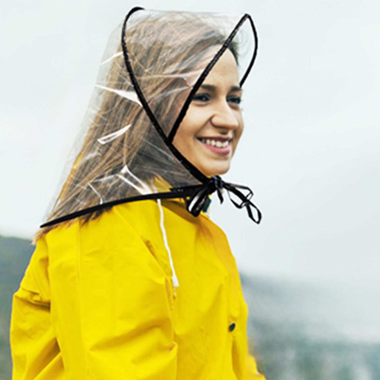 再利用可能な透明なつば付きレインハット、防水PE素材、女性、 - Outdoor Adventure Hat のレビューと価格