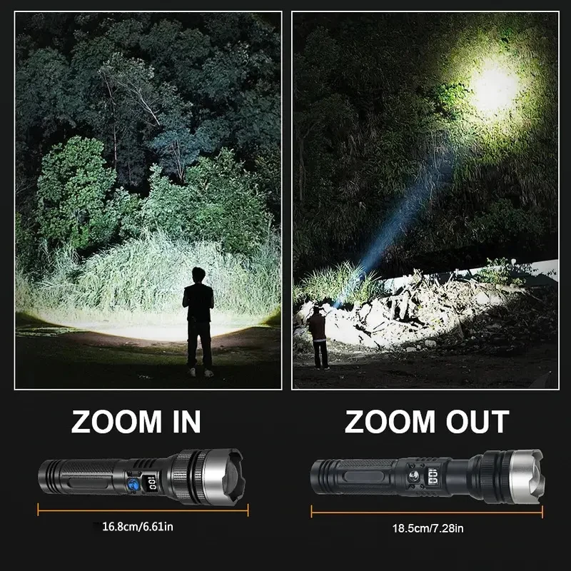 900000 LM 強力な LED 懐中電灯ズームトーチデジ - Outdoor Adventure Inc のレビューと価格