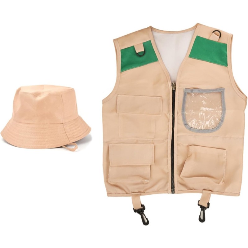 サファリコスチューム、カーゴベストと帽子付き、男の子と女の子 - Outdoor Adventure Hat のレビューと価格