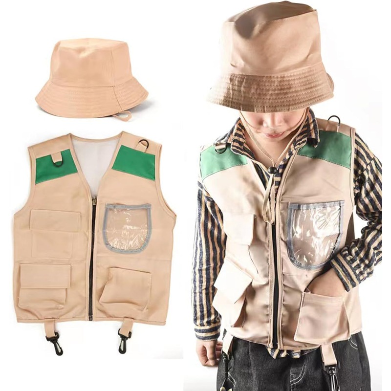 サファリコスチューム、カーゴベストと帽子付き、男の子と女の子 - Outdoor Adventure Hat のレビューと価格