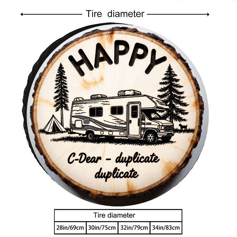 HAPPY RV キャンプテーマ ポリエステルタイヤカバー、 - Outdoor Adventure Inc のレビューと価格