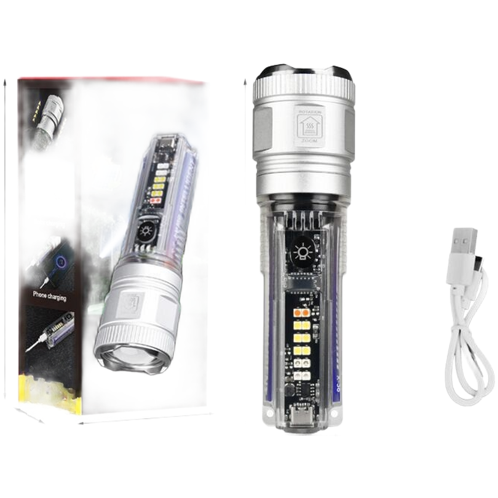 強力な20W充電式懐中電灯、ソーラーパネルとType-C充電 - Outdoor Adventure Inc のレビューと価格